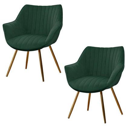2pcs Velvet Dining Chairs Accent Upholstered Seat Tulip Back Kitchen Furniture