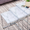 White Marble Vein Nest Of 3 Side End Coffee Nested Tables Nesting Living Room