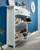 Shoe Storage Cabinet Deluxe 2 Tier Drawers Hallway Tidy Organiser Rack White