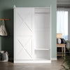 Bedroom 2 Sliding Door Wardrobe Matt White Storage Cupboard with 2 Hanging Rails