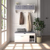 Mondeer Shoe Bench with Seat Storage and Flip-up Drawer Wooden Industrial White