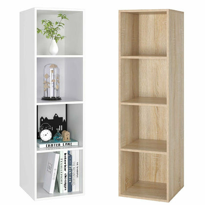 4 Tier Wooden Bookcase Shelving Display Shelves Storage Unit White/Oak Bookshelf