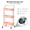 3 Tier Slim Kitchen Storage Trolley Cart Rack Tray Shelf Rolling Wheel W/ Handle