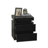 Black Bedside Table Cabinet Nightstand High Gloss 2 Drawer With RGB LED Light