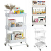 3 Tier Kitchen Trolley Cart Handle Slim Rolling Wheel Storage Basket Rack Salon