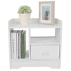 Bedside Table Cabinet Storage Nightstand Bedroom Furniture With Drawer and Shelf