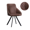2* Retro Brown Dining Chairs Faux Leather/PU Kitchen Chairs Diamond Design