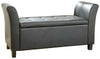 Verona Window Seat Luxurious soft Black Faux Leather storage Ottoman