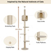 4-Tier Floor to Ceiling Cat Tree Adjustable Climbing Tower Kitty Activity Center