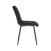 Set of 2 Modern Black Dining Chairs Velvet Padded Seat Metal Legs Kitchen Lounge