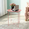 Portable Folding Coffee Side Console Table Round Metal Tray Top Night Stand UK