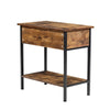 Rustic Side Table Storage Cabinet with Drawer & Shelf LivingRoom Office Decor UK