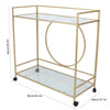 Rolling Serving Drinks Trolley Cart Glass Shelf Wine Racks 2 Tier Bar Storage