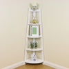 White 5 Tier Tall Corner Shelf/Shelving Unit Display Stand Home Bathroom/Lounge