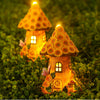 Solar Garden Mushroom Lights Resin Sunflowers Tree House Figurine Lamp Ornaments