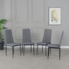 4 PCS Grey Linen Fabric Dining Chairs Set Padded Seat High Back Home Furniture