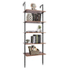 Industrial 5-Tier Storage Shelves Ladder Bookshelf Metal Frame Bookcase Display