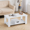 2 Tier Wooden Rectangular Coffee End Table Shelf Cocktail Table Living Room