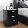 Modern Retro3 Drawers Bedside Table Nightstand Cabinet Bedroom StorageHome Black