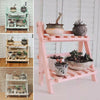 2 Tier Flower Plant Pot Stand Folding Display Ladder Shelf Garden Storage Rack