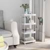Mondeer 4-Tier Storage Trolley Storage Shelf with Wheels Kitchen Bathroom White