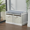 Wooden Wicker Storage Shoe Bench Hallway Ottoman Footstool Cabinet Basket Drawer