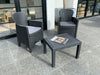 3 PIECE BISTRO SET TABLE AND CHAIRS RATTAN EFFECT GARDEN SET WITH CUSHIONS