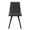 2x Deep Grey Dining Chairs Faux Leather/Suede Chairs Padded Seat Back Black Legs