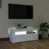 Modern White TV Unit Cabinet Stand 90cm High Gloss Doors with Free LED Lights