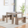Modern 3Pcs Dining Bench Set Table+ 2 Chairs Dining Room Kitchen for Small Space