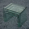 Set of 3 Glass Nest of Side Tables for Cafe Home Tea Coffee Curved Glass Table