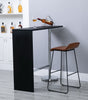 2x PU Leather Brown Bar Stools Footrest / Breakfast High Metal Leg Kitchen Home