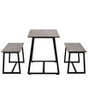 4-Seater Dining Table Set with 2 Benches Breakfast Kitchen Furniture Steel Frame