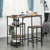 Height Dining Table Set With 2 Stools & Side Shelf 3 Pieces Bar Set