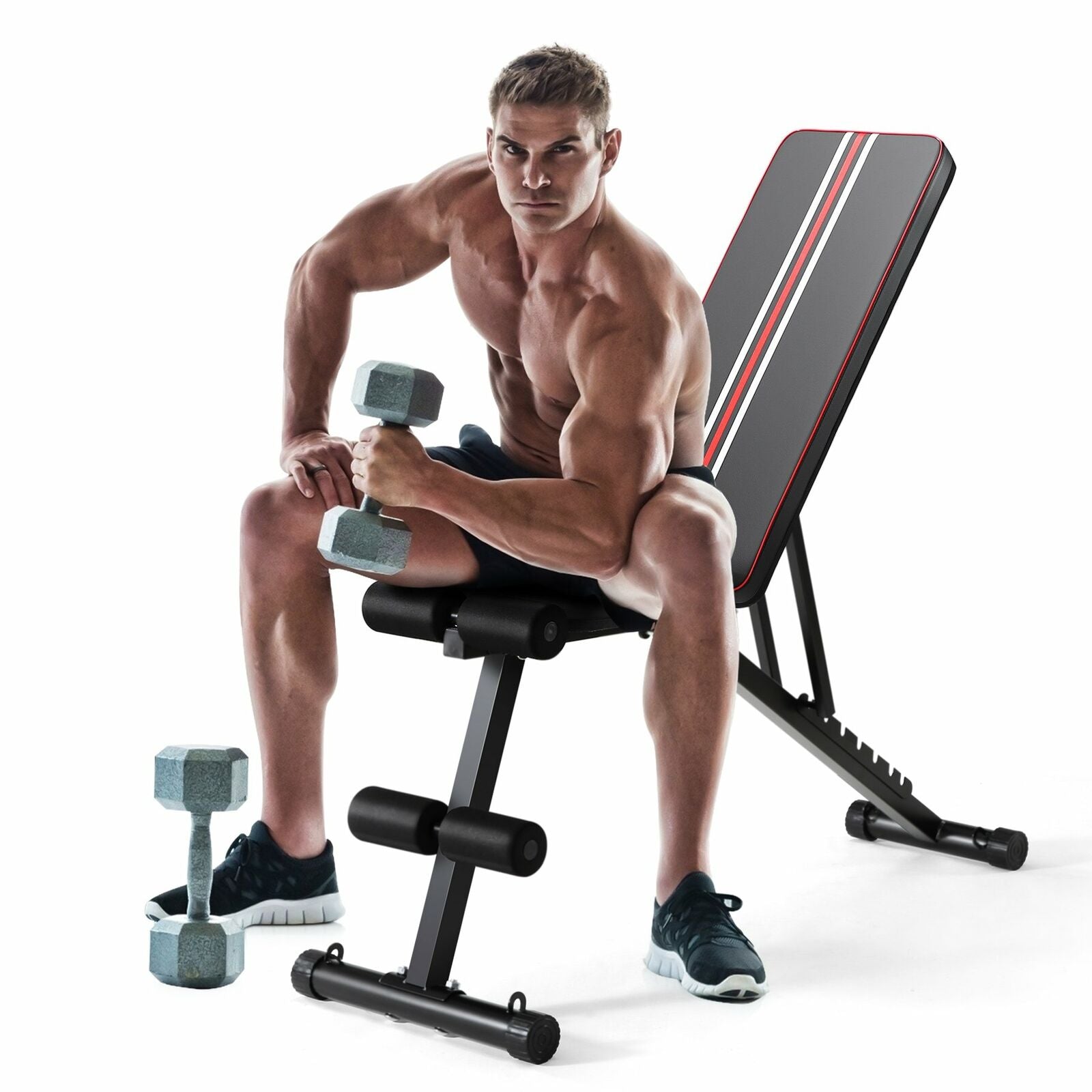 Weight Incline Decline Bench Foldable Gym Fitness Training Dumbell