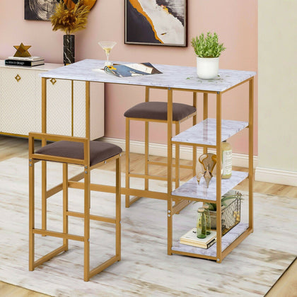 Breakfast Bar Table 2 Bar Stools Industrial Dining Table Set For Home Kitchen