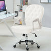 Home Office Swivel Chair Faux Leather Computer Armchair White PC Desk Adjustable