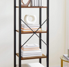 Tall Narrow Bookcase Vintage Industrial Display Unit Slim Rustic Storage Cabinet