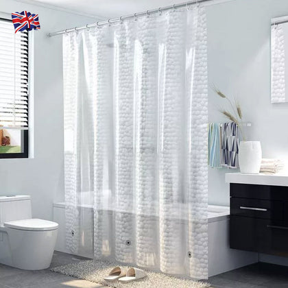 New 3D Shower Curtain Clear Plastic EVA Diamond Cube Thicker PEVA UK