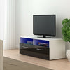 Modern 100cm Black & White TV Unit Stand Cabinet Cupboard with LED Living Room