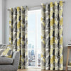 Mustard Eyelet Curtain Pairs Yellow Ochre Ring Top Lined Ready Made Curtains
