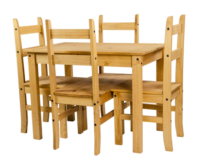 Corona Dining Table and 4 Chairs Budget Set Mexican Pine by Mercers Furniture®