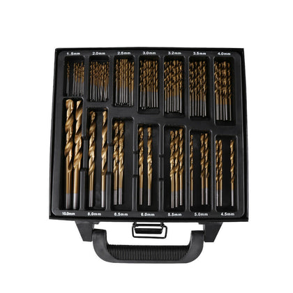 99p Highspeed HSS Twist Drill Hole Saw BitsSet Straight Shank With Metal Box