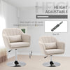Stylish Retro Linen Swivel Tub Chair Steel Frame Cushion Wide Seat Cream