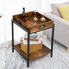 HOOBRO Side Table Sofa Table with Removable Tray Snack Tray Table Industrial