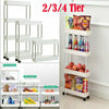 2-4 Tier Kitchen Bathroom Trolley Rack Holder Storage Shelf Organiser on Wheels
