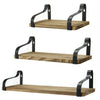 Set of 3 Corner Wall Shelves Industrial Style Metal Wood Shelving Shelf Storage