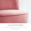 Velvet Accent Chair w Foam Padding Curved Back Wood Legs for Home & Office Pink