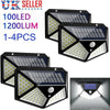 4X 100LED Solar Power PIR Motion Sensor Wall Lights Outdoor Garden Security Lamp