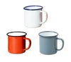 2 x Falcon Enamel Mugs Cups Tin Metal Camping Outdoor Tea Coffee White Red Grey